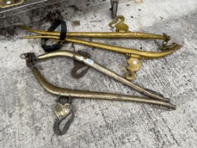 TWO SETS OF VINTAGE HORSE HAMES TO INCLUDE A BRASS PAIR