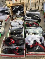 TEN PAIRS OF AS NEW AND BOXED SPORTS BOOTS AND TRAINERS