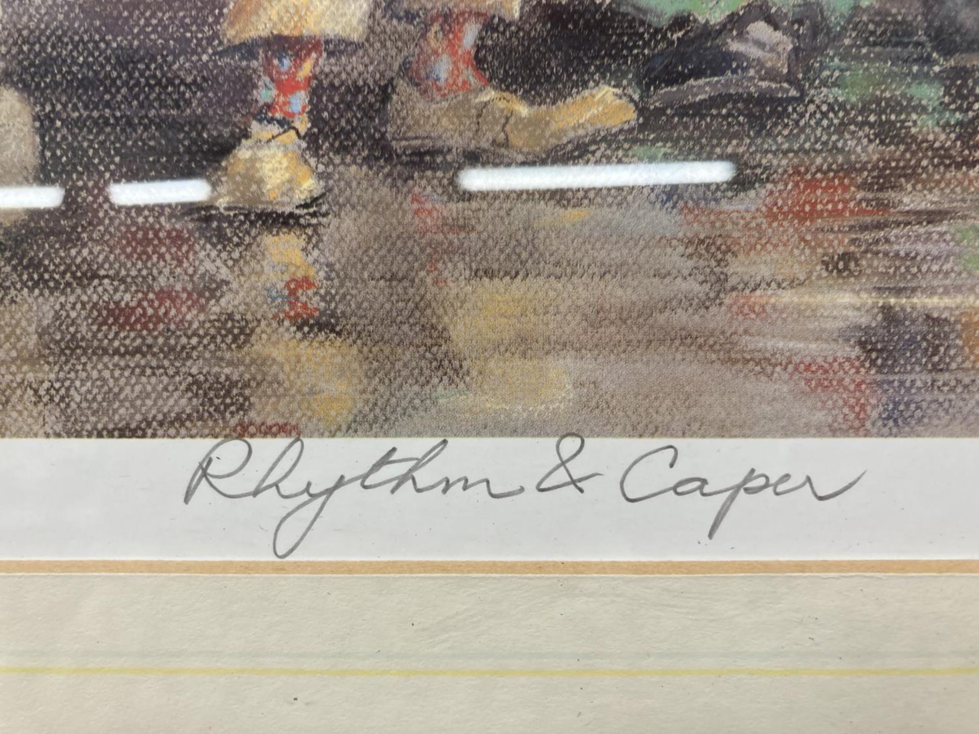 A FRAMED A MATKINSON SIGNED LIMITED EDITION 110/500 PRINT RHYTHM AND CAPER - Image 3 of 4