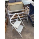 TWO VARIOUS SHOE RACKS AND A TWO RUNG STEP LADDER