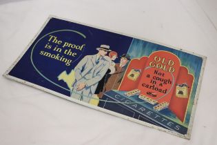 AN 'OLD GOLD' CIGARETTES METAL SIGN, 45CM X 24CM