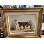 AN ANN INGGS 1936 SOUTH AFRICA FRAMED OIL PAINTING OF A HOUSE BY THE SEA