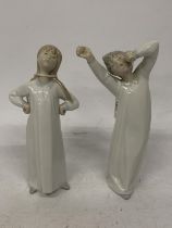 TWO FIGURES TO INCLUDE A LLADRO GIRL AND A NAO BOY YAWNING