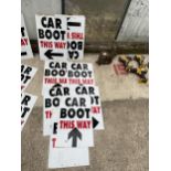 A LARGE QUANTITY OF METYAL CAR BOOT SIGNS