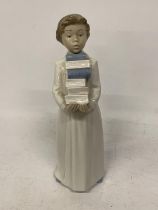 A LARGE NAO FIGURE BOY WITH BOOKS