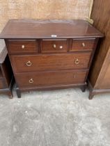 A STAG MINSTREL CHEST OF THREE SHORT AND TWO LONG DRAWERS, 32" WIDE