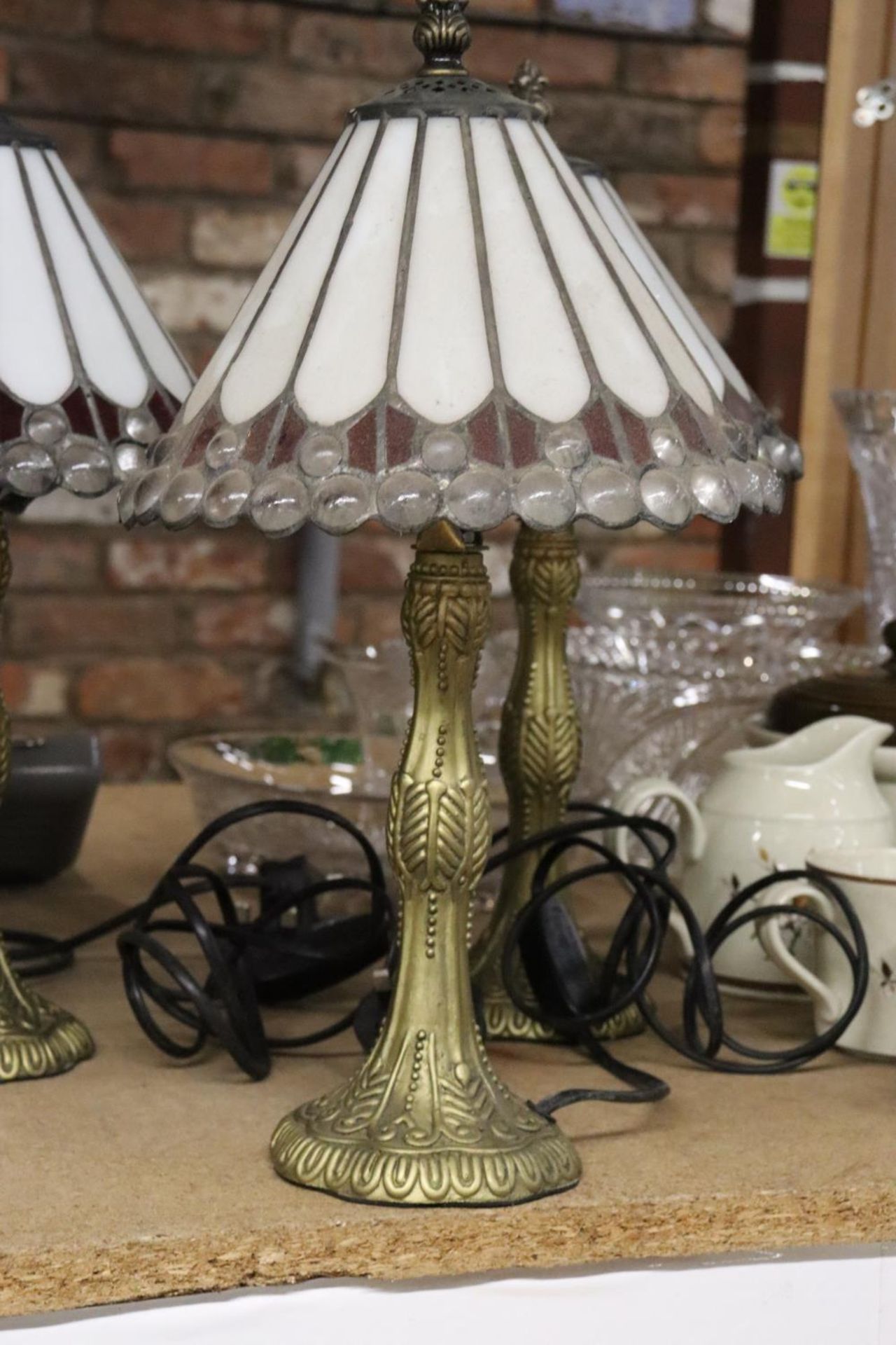 THREE TIFFANY STYLE TABLE LAMPS, HEIGHT APPROX 38CM - Image 3 of 4