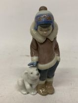 A LLADRO FIGURE OF A GIRL WITH HER DOG