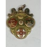 A HALLMARKED 9 CARAT GOLD LANCASHIRE, YORKSHIRE, CUMBERLAND RUGBY FOOTBALL LEAGUE MEDAL ENGRAVED