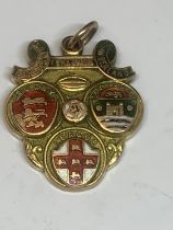 A HALLMARKED 9 CARAT GOLD LANCASHIRE, YORKSHIRE, CUMBERLAND RUGBY FOOTBALL LEAGUE MEDAL ENGRAVED