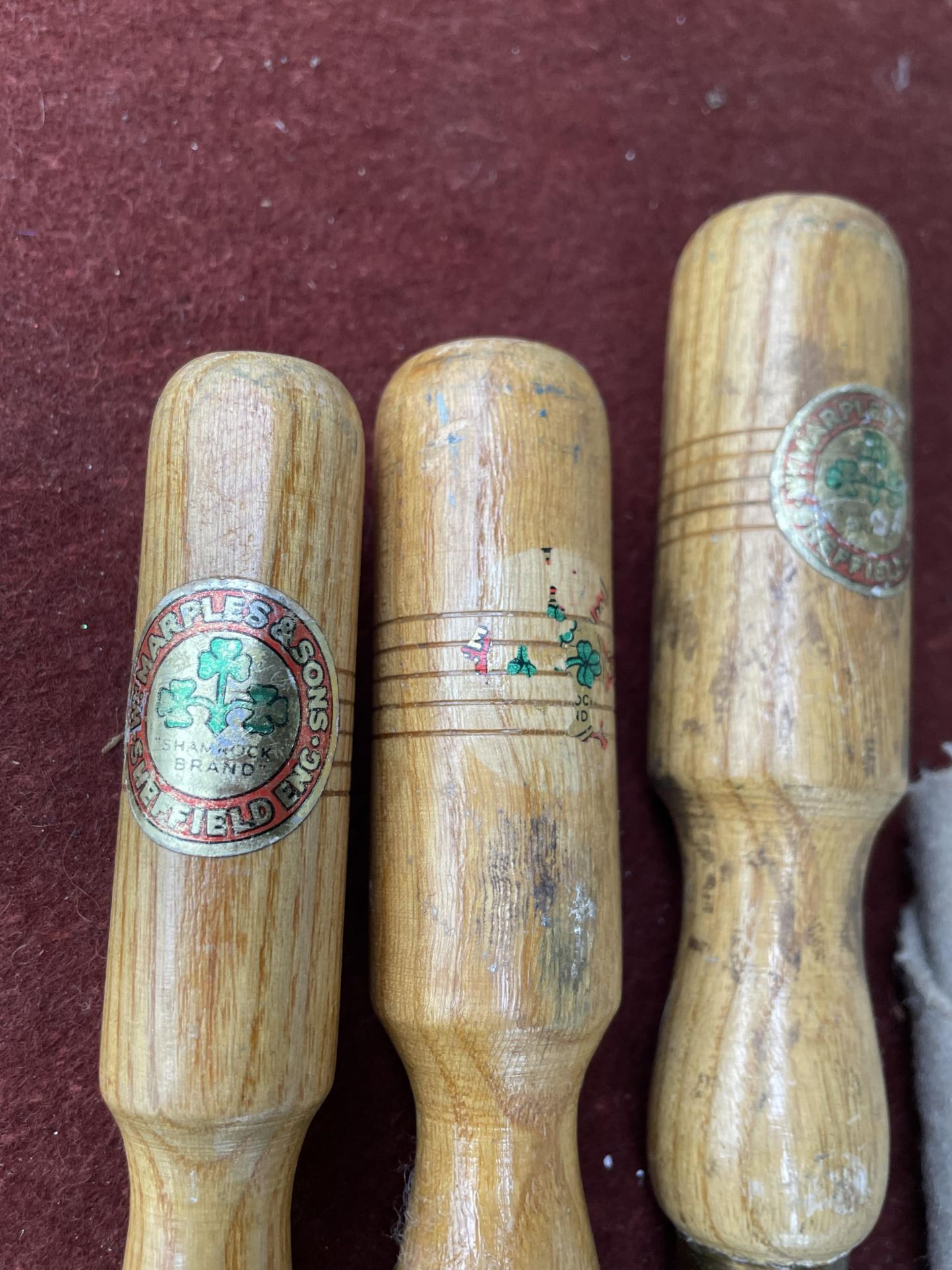 THREE WOODEN HANDLED MARPLES WOOD CHISELS - Image 2 of 2