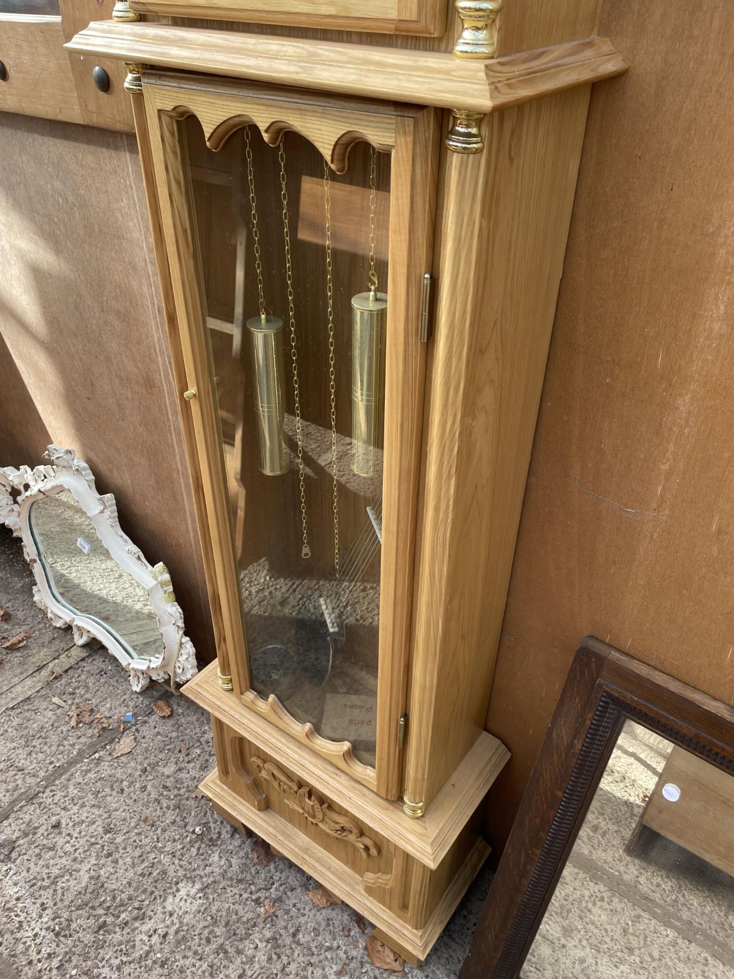 A MODERN EMPEROX PINE LONGCASE CLOCK WITH GLASS DOOR - Image 3 of 5