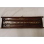 A VINTAGE GEO GROSE & CO, 'SPUR' WOODEN SNOOKER SCORE BOARD, LENGTH 40CM