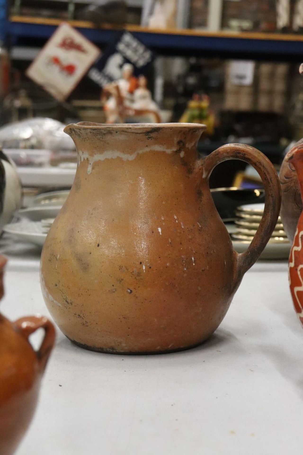 SIX STONEWARE ITEMS TO INCLUDE JUGS, EWER AND LIDDED POTS - Image 6 of 10