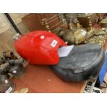 A VINTAGE BULTACO MOTORCYCLE TRIALS SEAT AND TANK