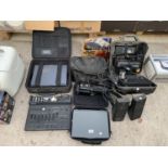 AN ASSORTMENT OF ITEMS TO INCLUDE A VIVANCO AUDIO PROCESSOR, LAPTOPS AND CAMCORDERS ETC
