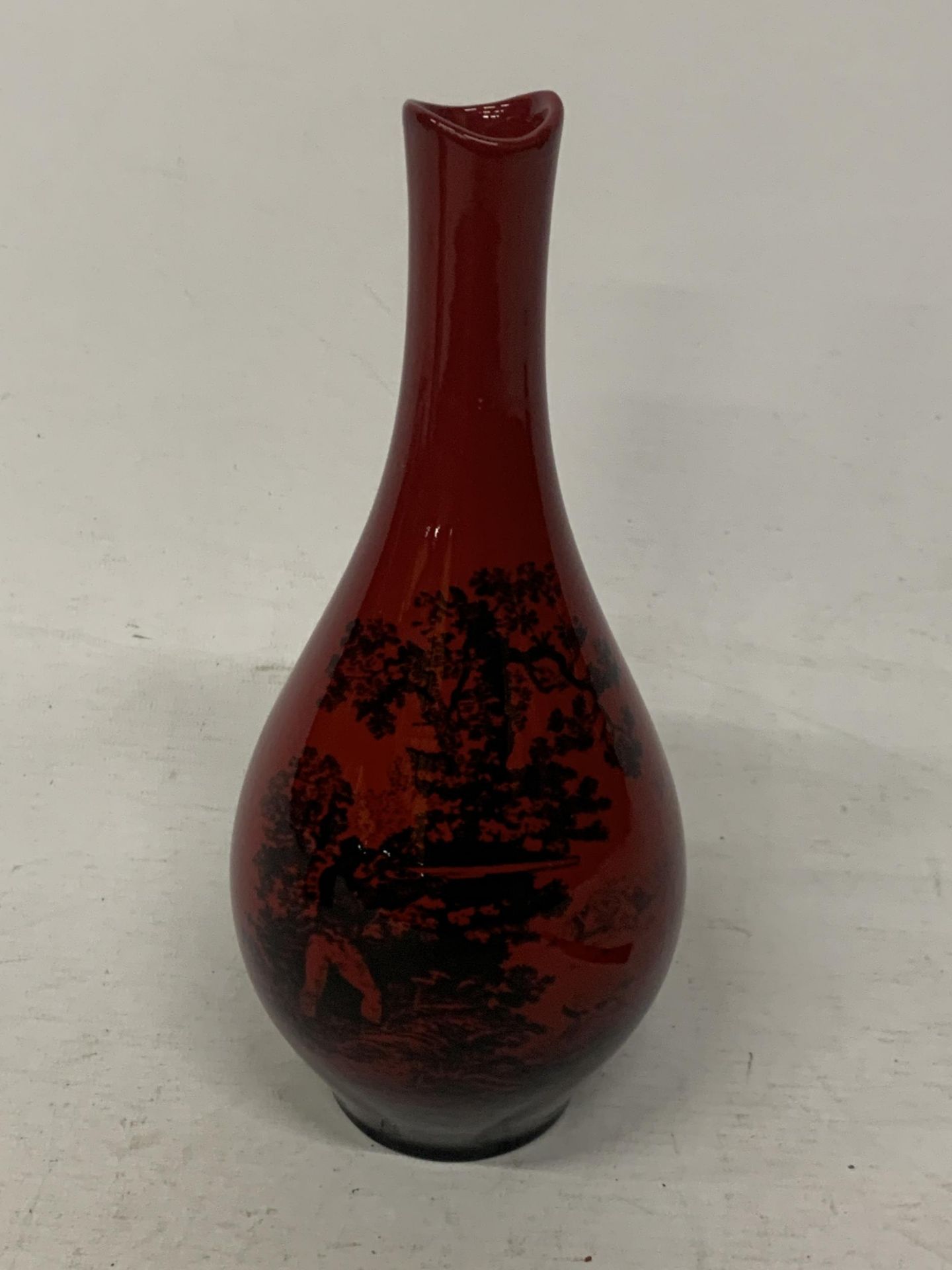 A ROYAL DOULTON FLAMBE WOODCUT VASE NO 1812