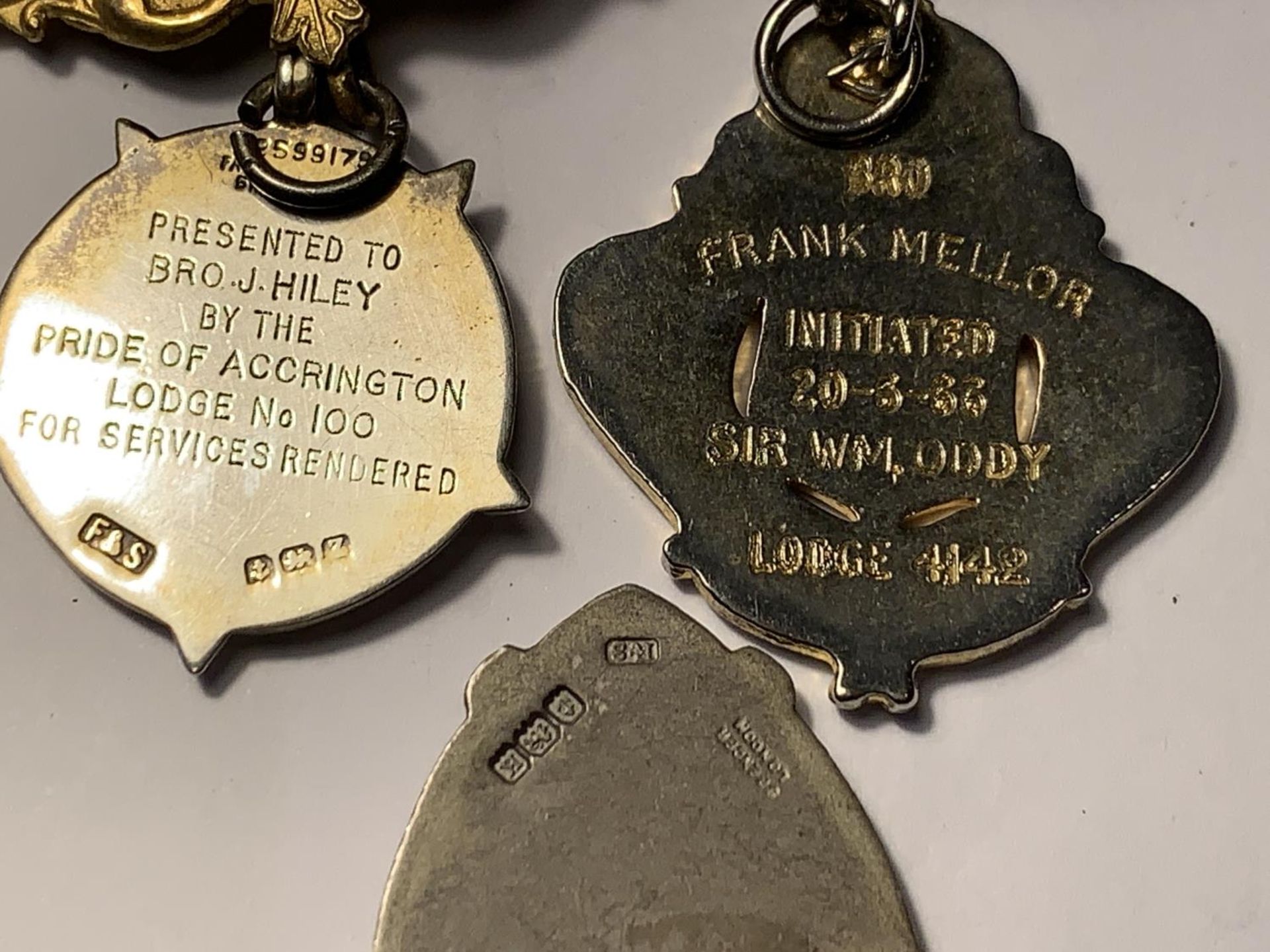 THREE HALLMARKED SILVER MASONIC MEDALS ON RIBBONS - Image 5 of 5