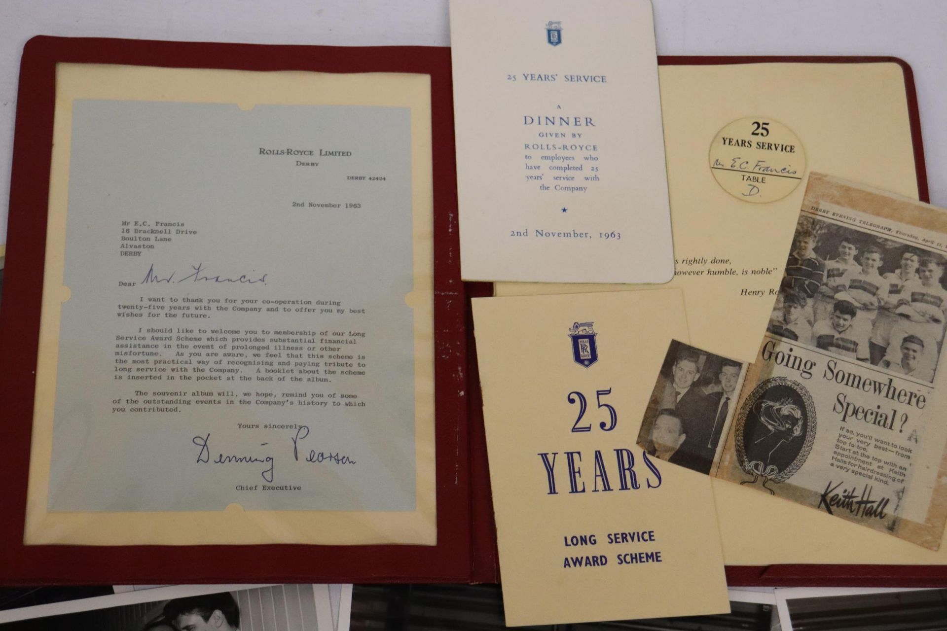 A FOLDER CONTAINING ROLLS ROYCE 25 YEARS PRESENTATION PLUS PHOTO'S ETC., - Image 2 of 6