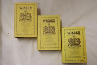 THREE HARDBACK COPIES OF WISDEN'S CRICKETER'S ALMANACKS, 1983, 1984 AND 1985. THESE COPIES ARE IN