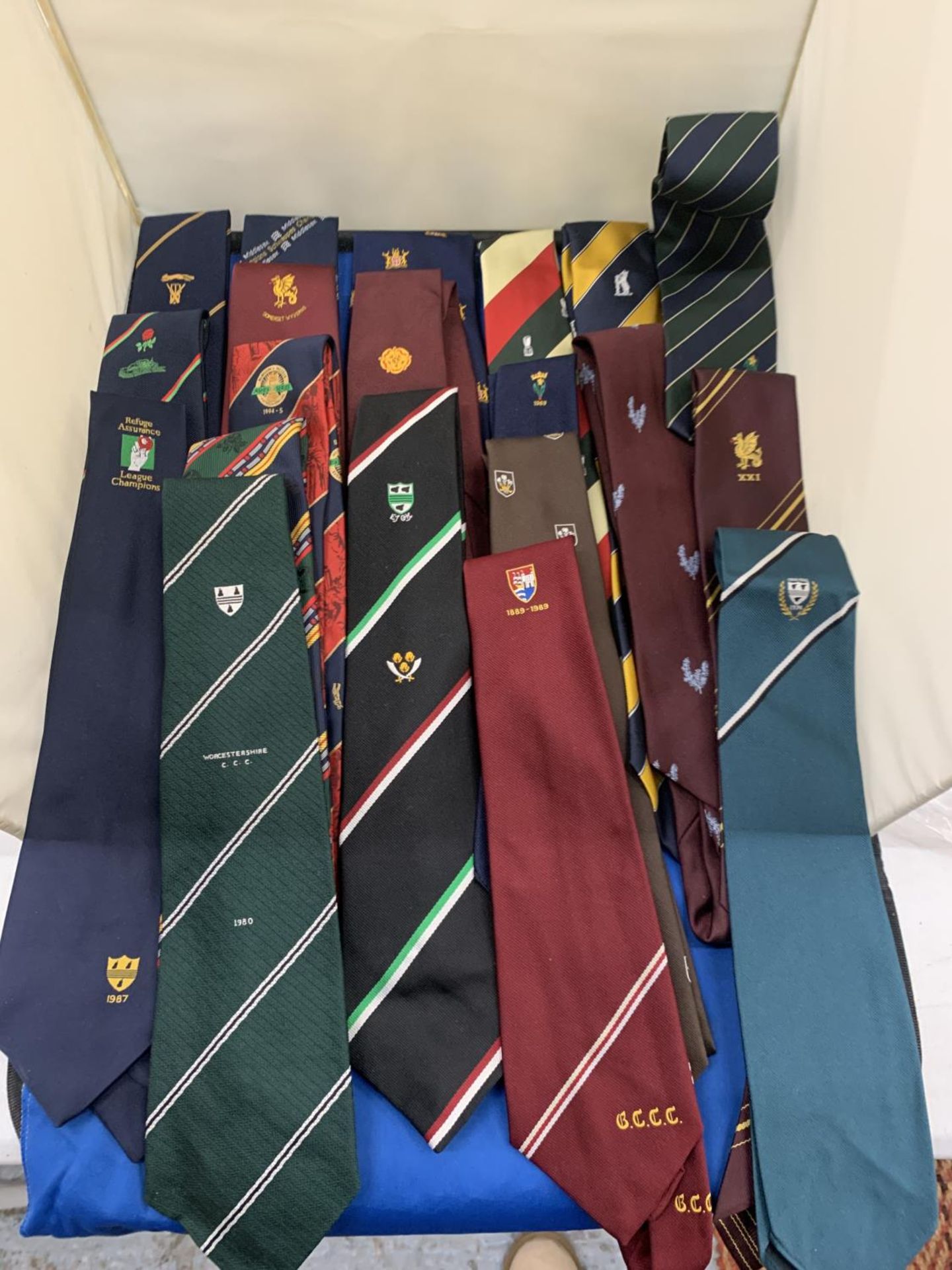 A COLLECTION OF COUNTY CRICKET TIES, SOME VINTAGE - APPROX 20 IN TOTAL