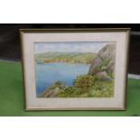 A VINTAGE SEASCAPE WATERCOLOUR, SIGNED ALLAN HODGMAN, 49CM X 39CM