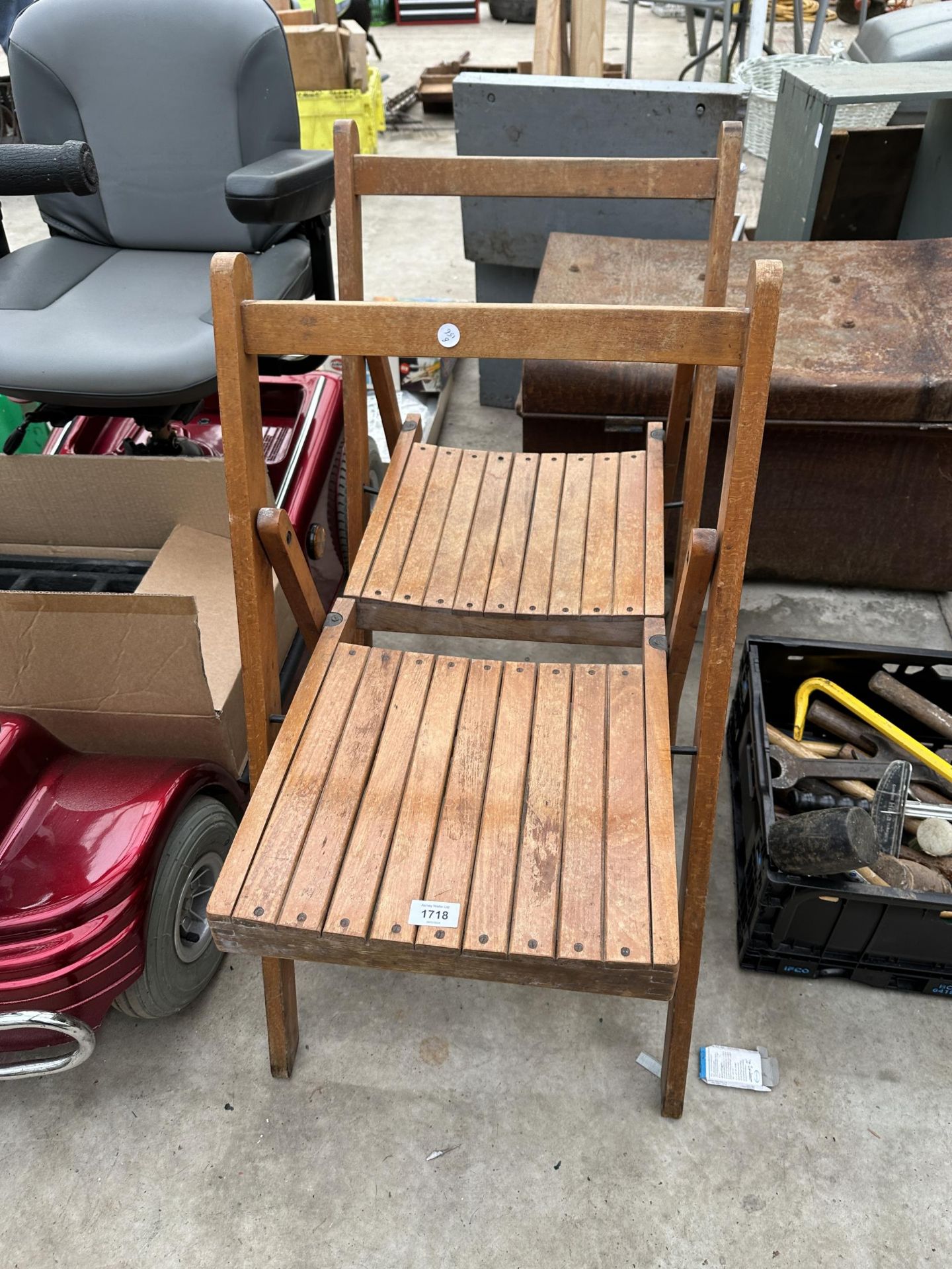 TWO VINTAGE WOODEN FOLDING CHAIRS