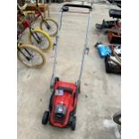 AN EINHELL BATTERY POWERED LAWNMOWER (LACKING BATTERY AND GRASS BOX)