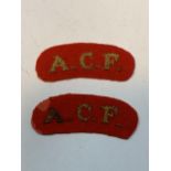 TWO A.C.F EMBROIDERED CLOTH BADGES