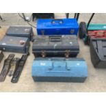 THREE VARIOUS TOOL BOXES TO INCLUDE AN ASSORTMENT OF TOOLS INCLUDING RASPS, SPANNERS AND MOLE