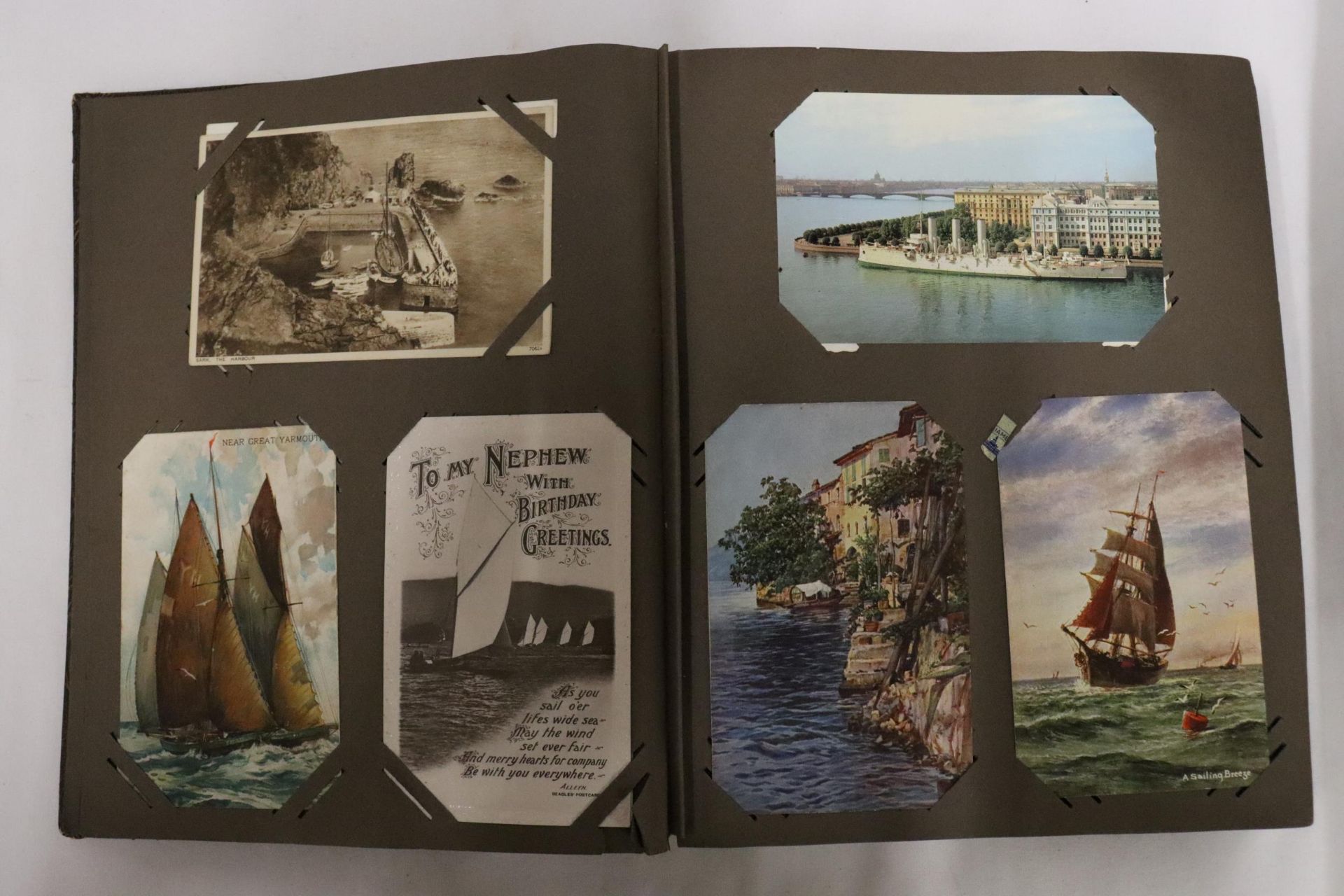 TWO POSTCARD ALBUMS WITH SHIPPING INTERST POSTCARDS - Image 8 of 10