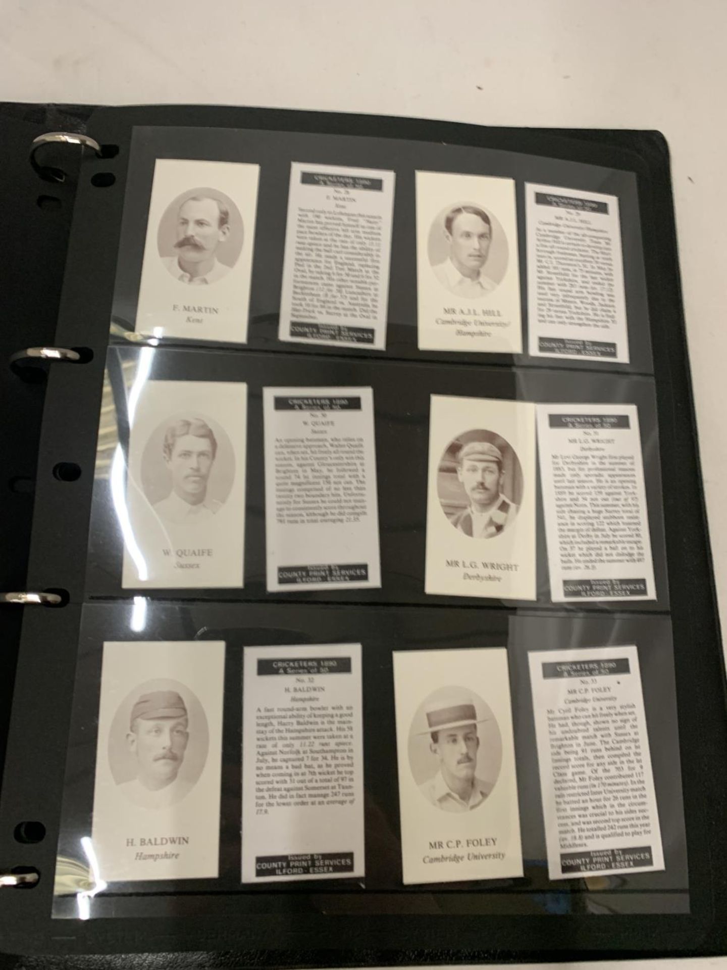 AN ALBUM CONTAINING A LARGE QUANTITY OF CRICKETING THEMED CIGARETTE CARDS