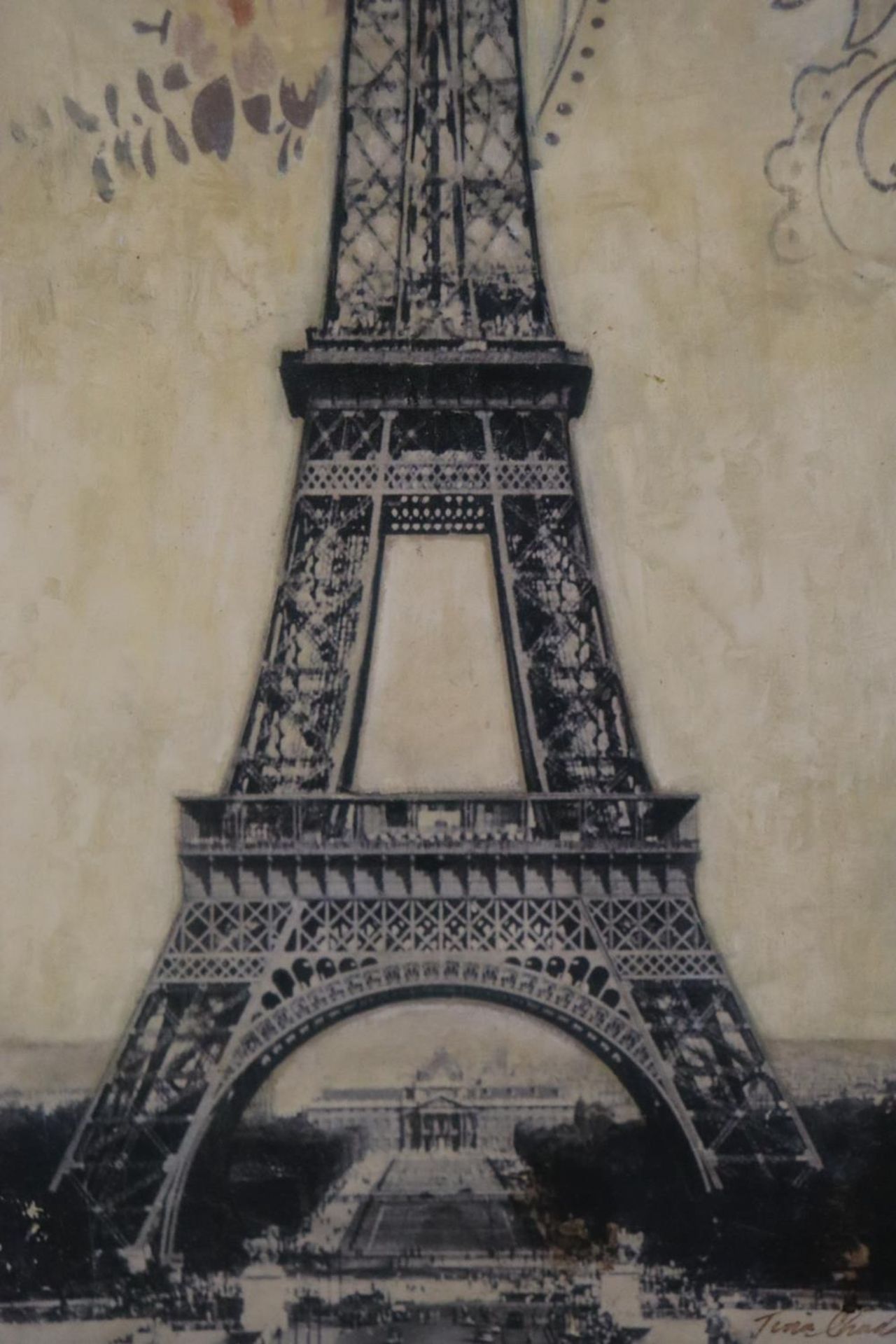 A PRINT ON BOARD OF THE EIFFEL TOWWER, PARIS, 91CM X 30CM - Image 2 of 3