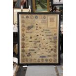 A LARGGE FRAMED VINTAGE RAILWAY HISTORY MAP OF BRITAIN, 88CM X 109CM