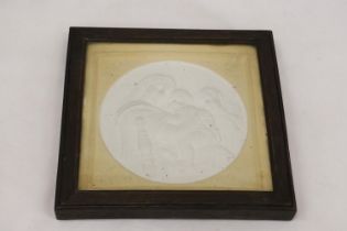 A PLASTER OF PARIS TILE VICTORIAN ROMANTIC SCENE