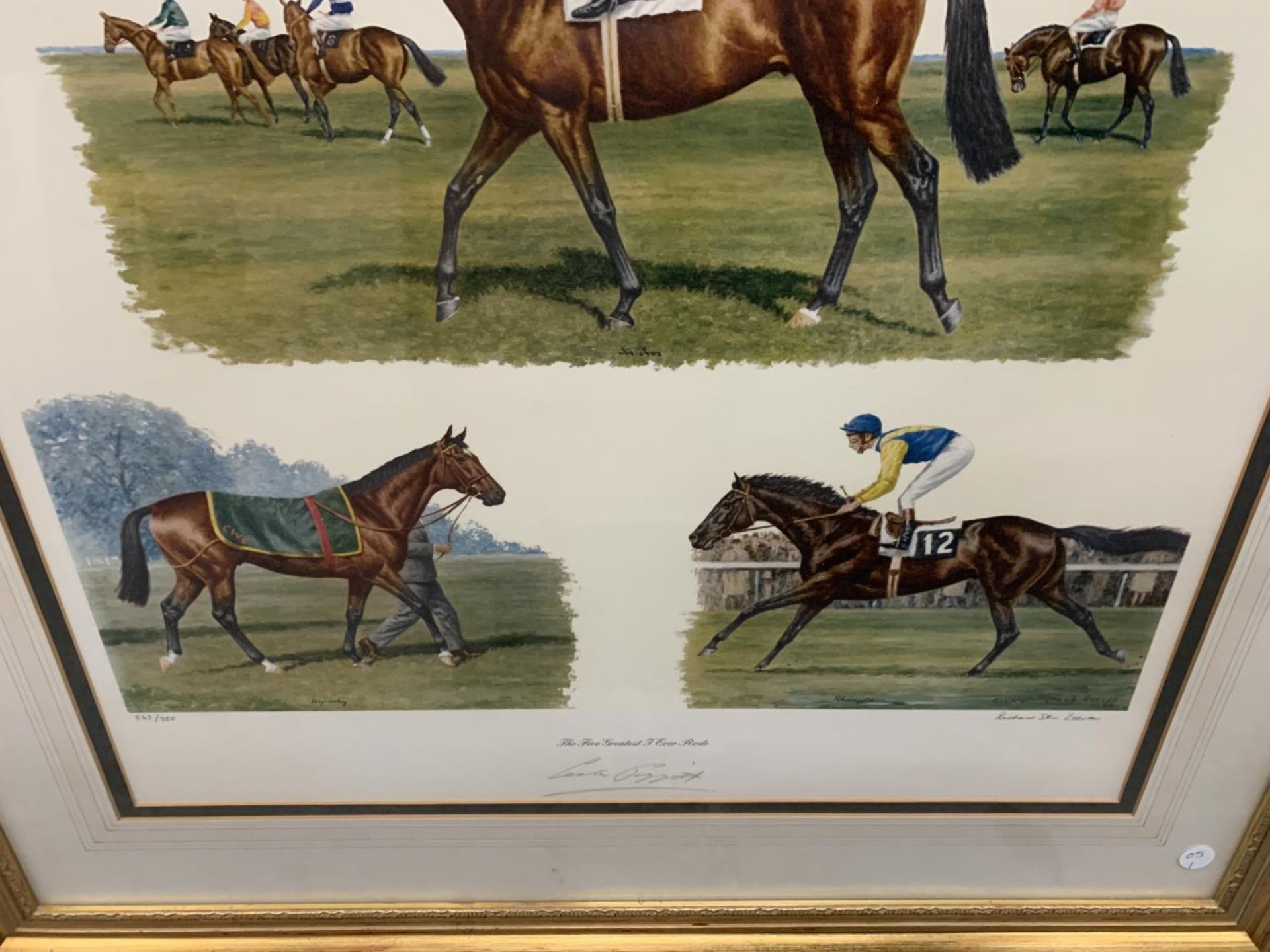 A LIMITED EDITION 563/750, PENCIL SIGNED BY LESTER PIGGOTT, PRINT 'THE FIVE GREATEST I EVER RODE', - Image 4 of 4