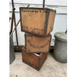 THREE VINTAGE TEA CHESTS