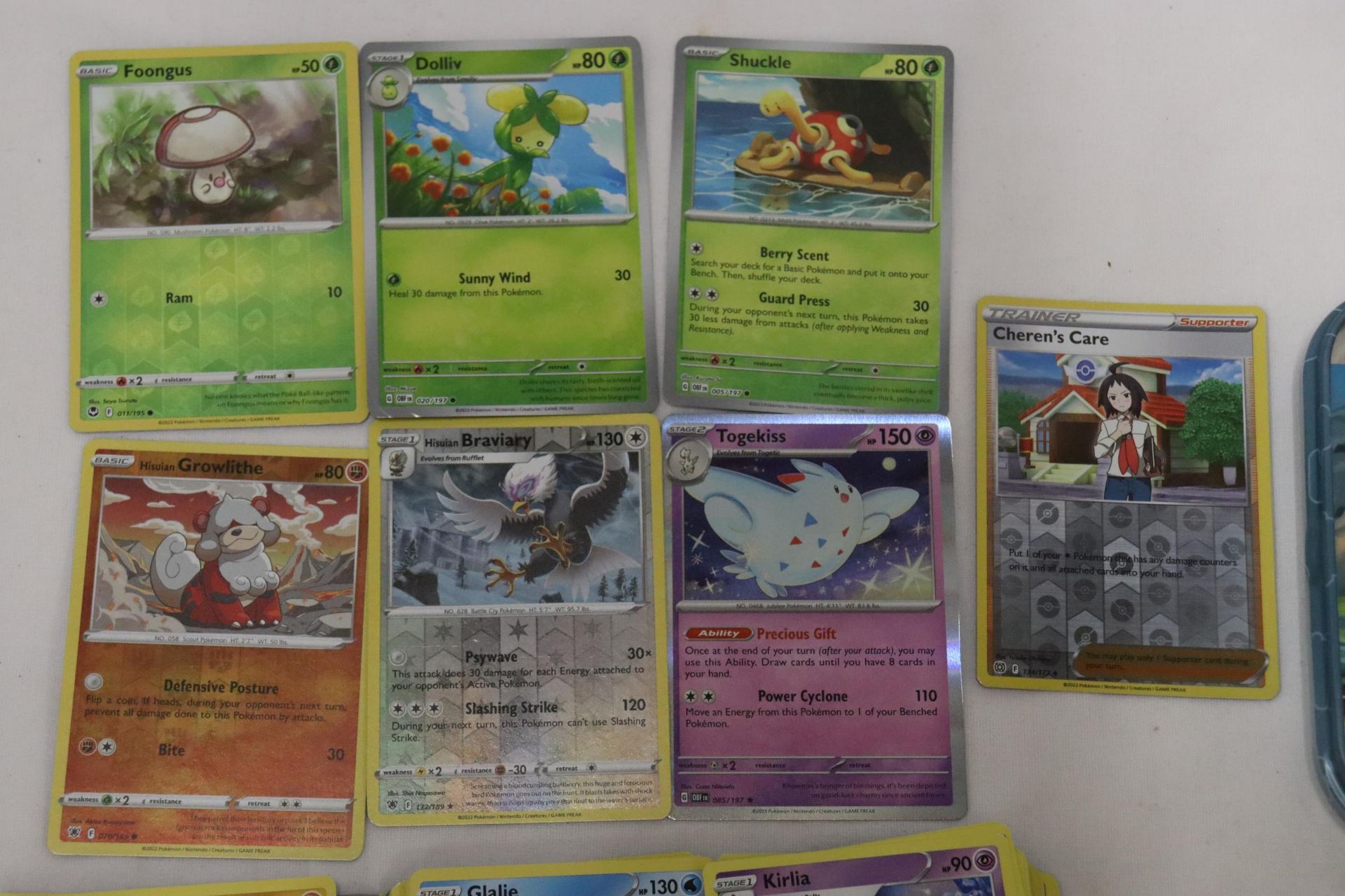 A POKEMON COLLECTORS TIN FULL OF CARDS TO INCLUDE, SHINIES, HOLOS, ETC - Image 2 of 6