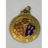 A HALLMARKED 9 CARAT GOLD LANCASHIRE COUNTY RUGBY LEAGUE SENIOR CUP MEDAL. ENGRAVED WINNERS 1936-