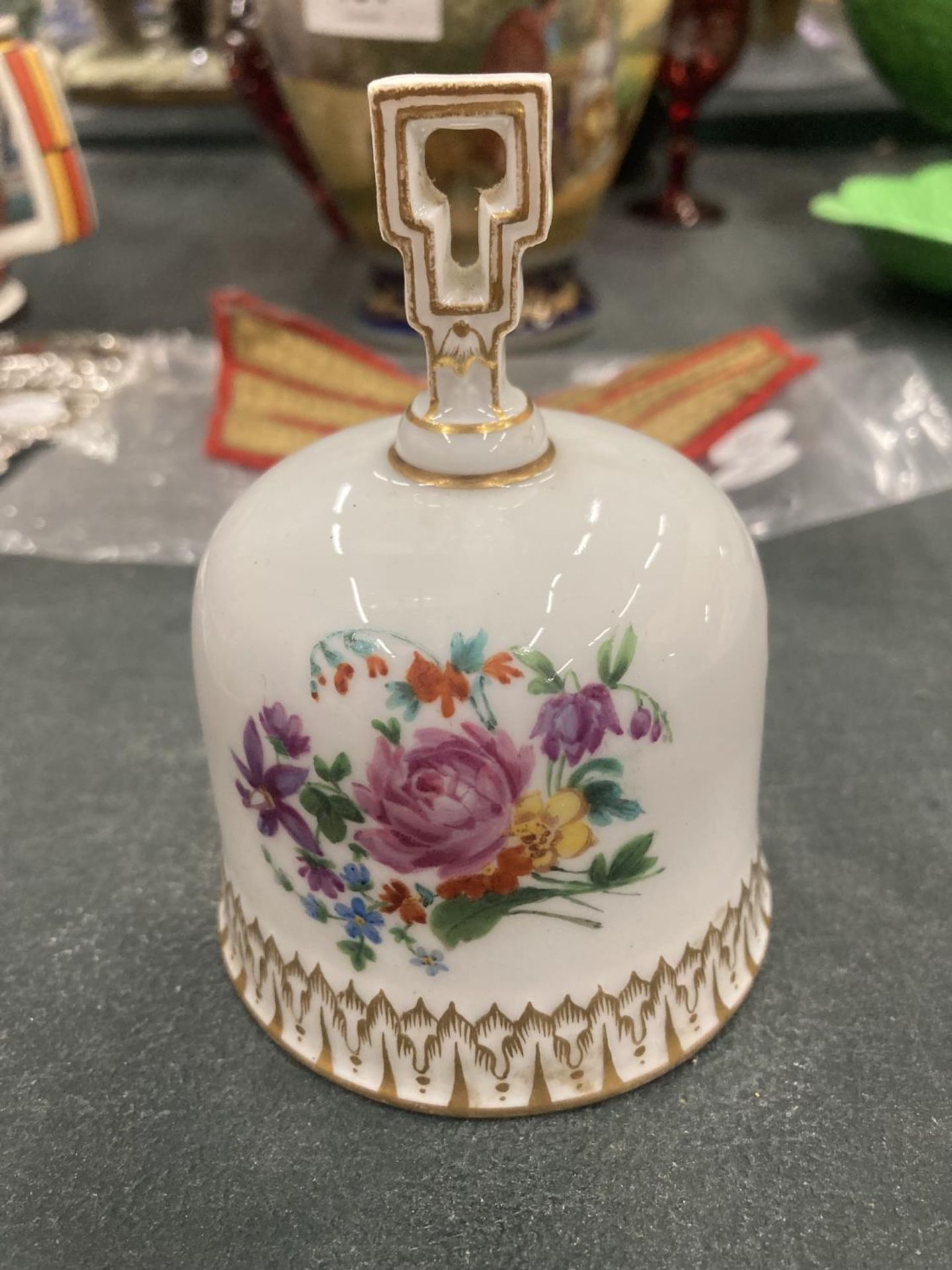 A MEISSEN HAND PAINTED BELL