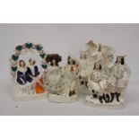 FOUR LARGE STAFFORDSHIRE FLAT BACK FIGURES (A/F)