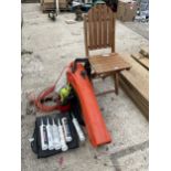 AN ASSORTMENT OF ITEMS TO INCLUDE A GARDEN CHAIR AND A FLYMO ELECTRIC GARDEN VAC ETC