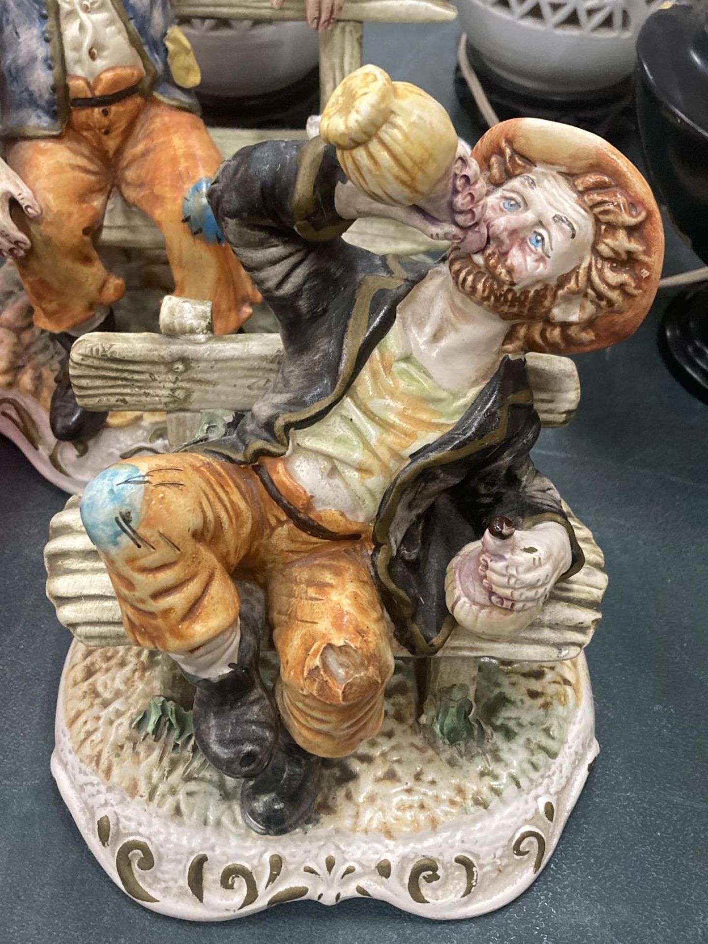 TWO CAPODIMONTE MODELS OF OLD MEN ON BENCHES - Image 2 of 5
