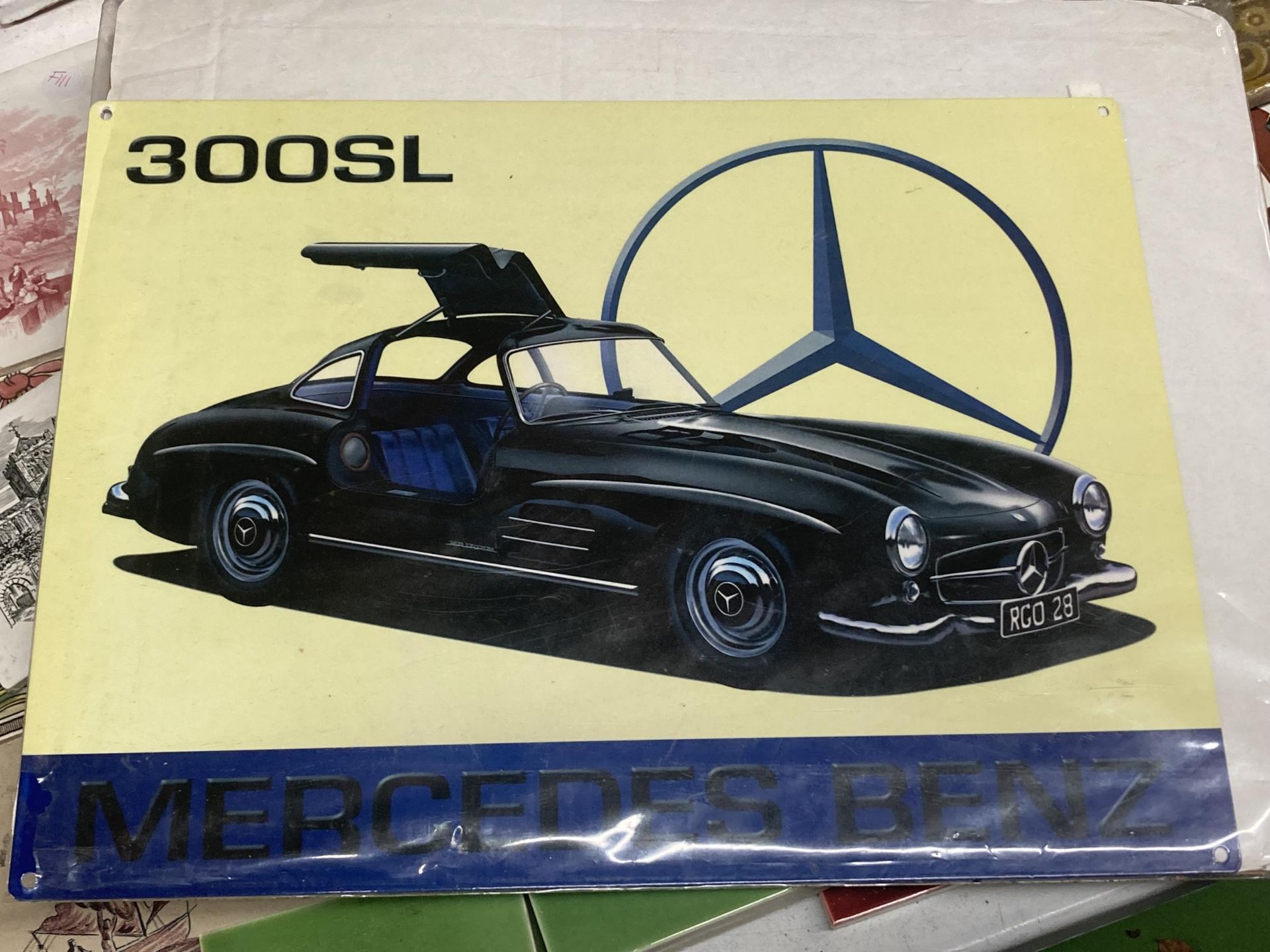 A MERCEDES BENZ 300SL SIGN, 40CM X 30CM