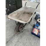 A METAL WHEEL BARROW WITH A RUBBER TYRE