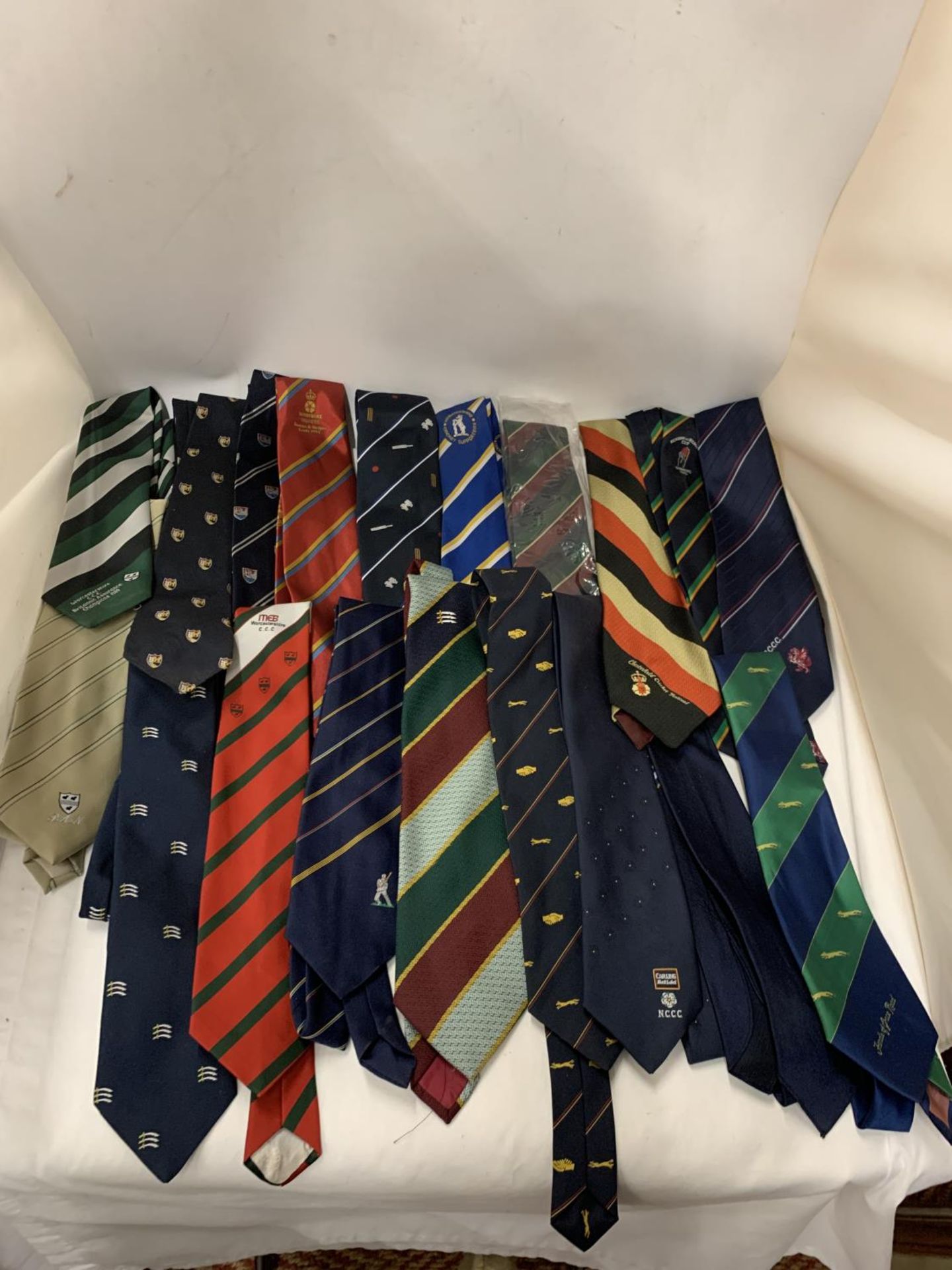 A COLLECTION OF CRICKET INTERNATIONAL AND BENEFIT TIES, MOSTLY VINTAGE - APPROX 20 IN TOTAL