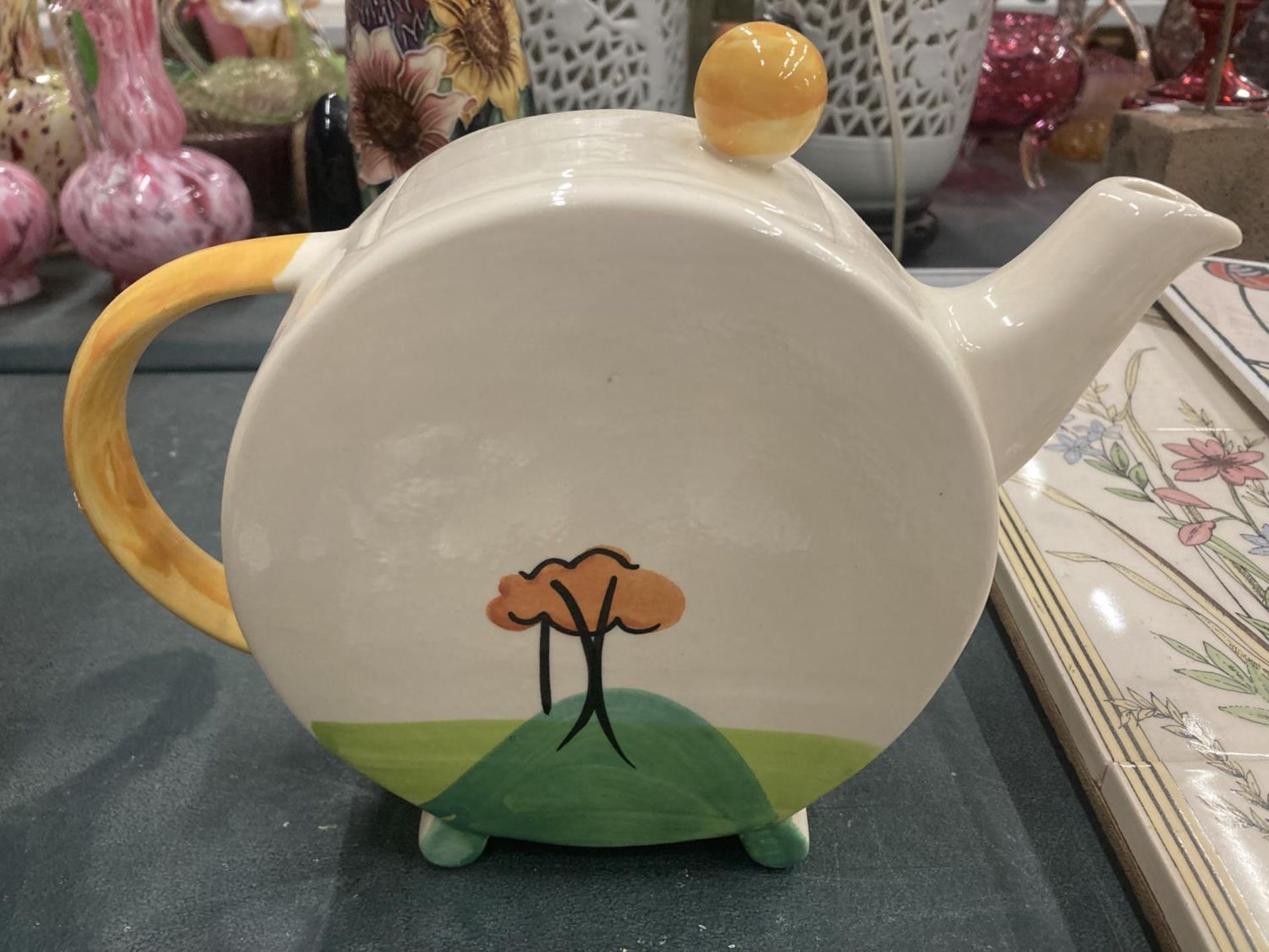 A PAST TIMES CLARICE CLIFF STYLE TEAPOT - Image 2 of 3