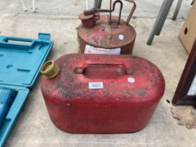 TWO METAL FUEL CANS