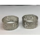 A PAIR OF HALLMARKED BIRMINGHAM SILVER NAPKIN RINGS ENGRAVED N GROSS WEIGHT 48.06 GRAMS