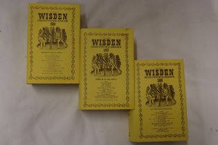 THREE HARDBACK COPIES OF WISDEN'S CRICKETER'S ALMANACKS, 1986, 1987, 1988. THESE COPIES ARE IN